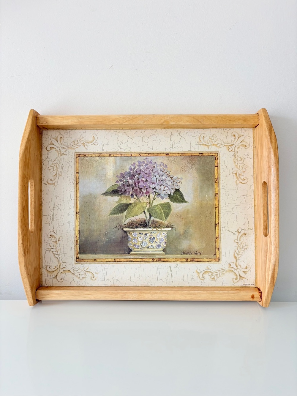 90s Pimpernel UK Serving Tray Hydrangeas by Kathryn White Cottage Grandma